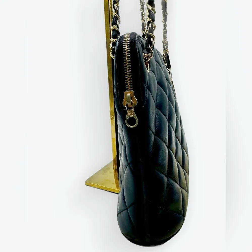 Auth Chanel Mademoiselle Navy Blue Polished Matelasse Quilted Shoulder Bag - Picture 8 of 16